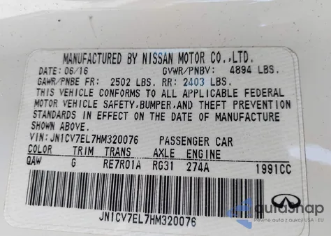 2017 Infiniti Q60 2.0T z USA, uszkodzony, nr VIN JN1CV7EL7HM320076